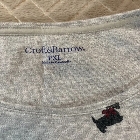 Croft & Barrow Womens XL Petite Long Sleeve T Shirt Gray Scottish Terrier Dog - Picture 2 of 8